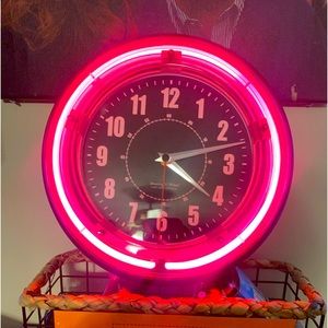Sterling and noble pink neon wall clock